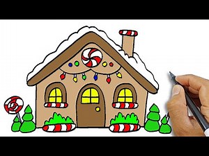 How to draw a gingerbread man house | Simple Drawings For Beginners