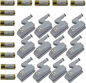12Pcs Universal Cabinet Cupboard Hinge LED Light Sensor Light for Modern Kitchen Home Lamp-Warm White with Battery