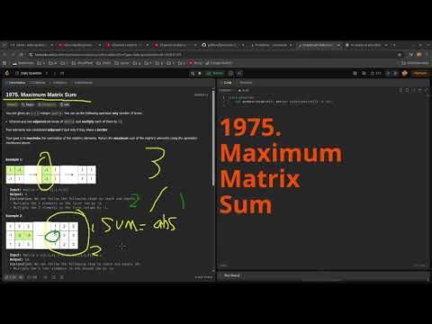 Leetcode Daily Challenge 1975. Maximum Matrix Sum #python #dsa