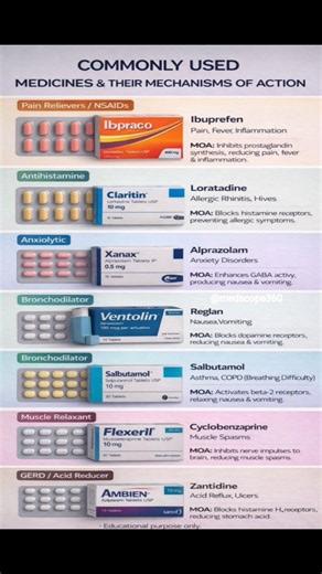 Commonly Used Medicines & Their Mechanisms of Action | One-Glance Clinical Guide