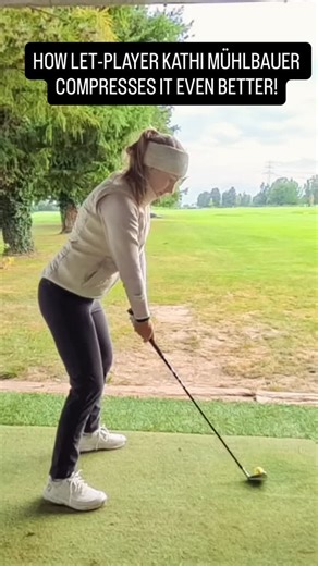 ⛳️LET-Player @kathi_muehlbauer performs an awesome drill for a better ball compression and more natural shaft forward lean! #golfswing #golftips #golflesson #golfinstruction #progolf | Bausek Golf