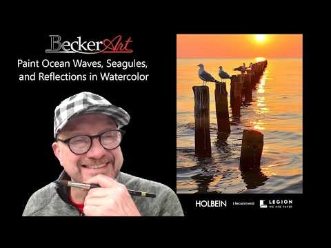 Paint-Along Lesson 10 | Ocean Waves & Reflections | Coastal Seagulls Scene (Watercolor Series 2026)