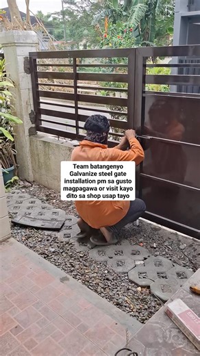 Team batangenyo Galvanize steel gate installation Pm sa gusto magpagawa or visit kayo dito sa shop.usap tayo #gawangbatangenyo #diy #moderndesign Baka po may gusto magpagawa//slidding gate//wall partion//ceilling Steel gate///window grillss//balustre//spandrill//bed frame// steel truses and rooffing//loof bed//stainless gate//stainless window grills//raillings//dog cage//stair raillings//spiral stair// Or kahit anung metal works and stainless works | Batangas metal and stainless fabrication