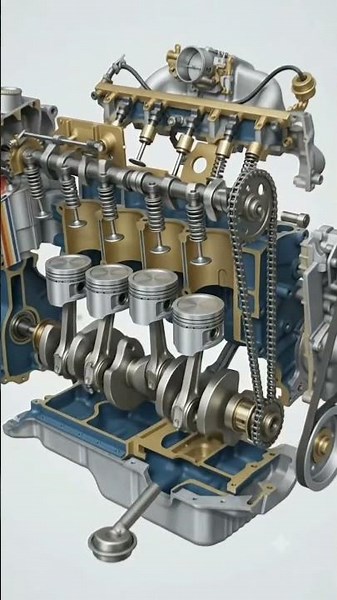 6-Cylinder Inline Petrol Engine Dissection |+ Combustion ⚙️🔥 #Inline6 #EngineDissection #shorts