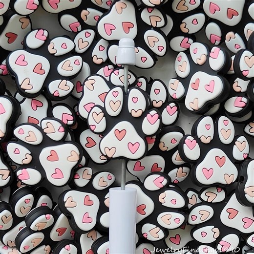 Heart Dog Paw Beads,bulk Beads for DIY Keychain,pen Bead - Etsy