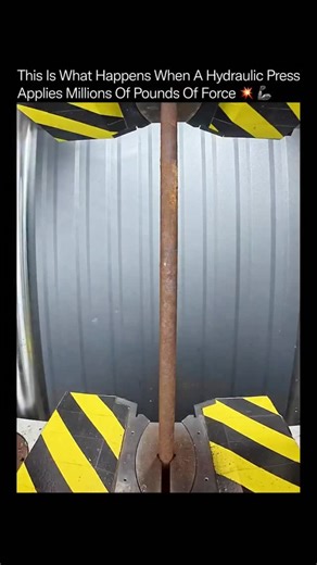 sci || tech || history on Instagram: "Once the press starts moving, nothing inside it is “strong” anymore. 🔩📉 A hydraulic press doesn’t smash things, it overpowers the atomic bonds holding them together, applying slow, relentless force until steel stretches, chains unravel, and solid materials flow like clay. At full pressure, strength becomes irrelevant. Geometry fails. Weak points expose themselves. That same principle is used in industrial forming, metal forging, and stress testing critical