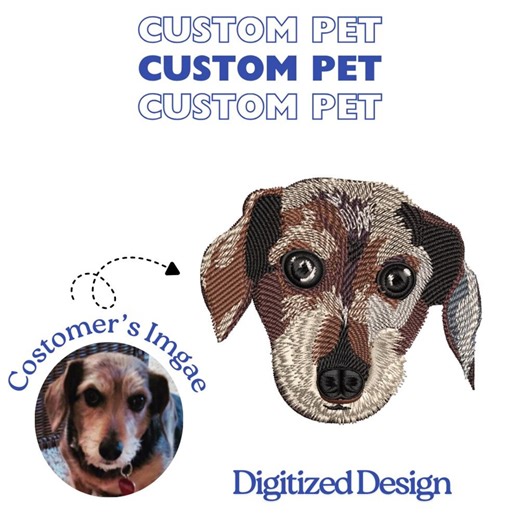 Custom Pet Embroidery Design, Personalized Pet Face and Pet Name Embroidery File, Pet Digitizing, Picture Digitizing, Personalized Pets - Etsy