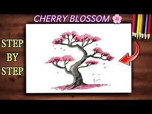Cherry Blossom Tree in 5 Easy Steps 🌸✨ | How to draw a sakura tree