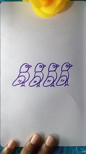 How to draw beautiful birds Drawing Using number 5555 🐦🐦 #shorts #birdsdrawing #stepbystep #drawing