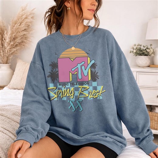 MTV Spring Break Checkerboard Officially Licensed Adult Oversized Comfort Colors T-shirt and Crewneck Sweatshirts - Etsy