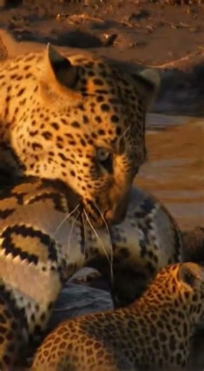Leopard vs Massive Python The Ultimate Tug of War 🐆🐍 #animals