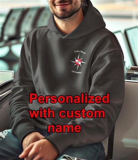 Personalized Scuba Diver Hoodie, Custom Name Diving Sweatshirt, Front Back Dive Flag Design, Sea Life Ocean Diver, Dive Buddy Scuba Gift - Etsy