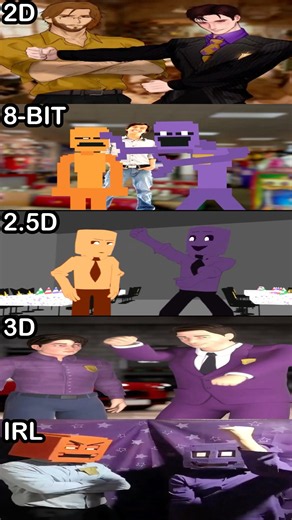FNaF DSAF 12 PM VS 6 PM IN A NUTSHELL - 2D VS 8-Bit VS 2.5D VS 3D VS IRL