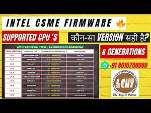 Bios Editing Knowledge Intel CSME Version 11-20 | Supported CPUs & Generations