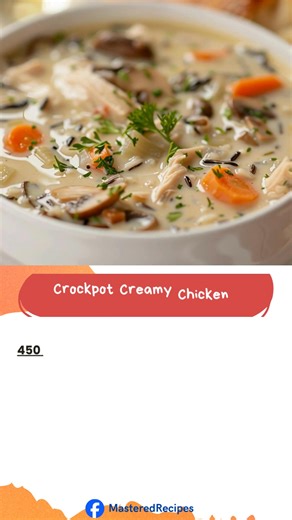 Cozy up with this Crockpot Creamy Chicken & Mushroom Wild Rice Soup! Tender chicken, earthy mushrooms, and nutty wild rice slow-cooked to perfection. Comfort food made easy — perfect for chilly days! | Mastered Recipes