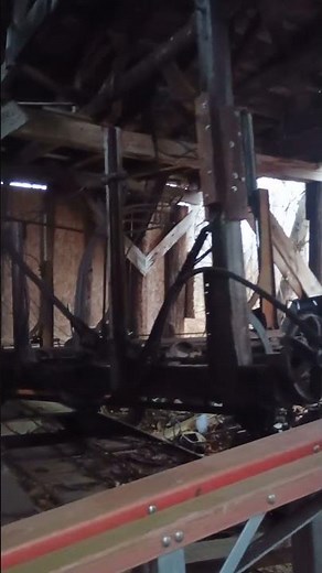 Lifting the log carriage off the rails in the sawmill. End of an era.