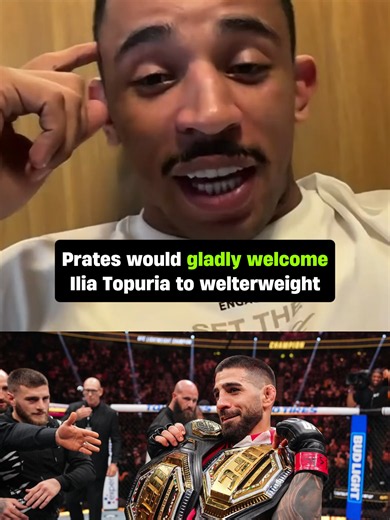 Carlos Prates would gladly welcome Ilia Topuria to 170 lbs, but only after he gets the belt. 🏆👀 #ufc #mma #CARLOSPRATES #iliatopuria