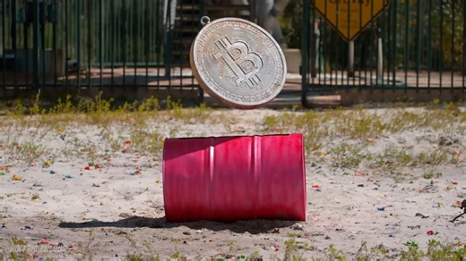 This vending machine never stood a chance against a giant Bitcoin