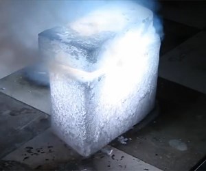 Burning Fire Inside of Dry Ice