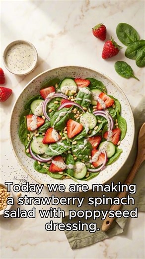 Strawberry Spinach Salad with Pine Nuts & Poppyseed Dressing 🍓🥗