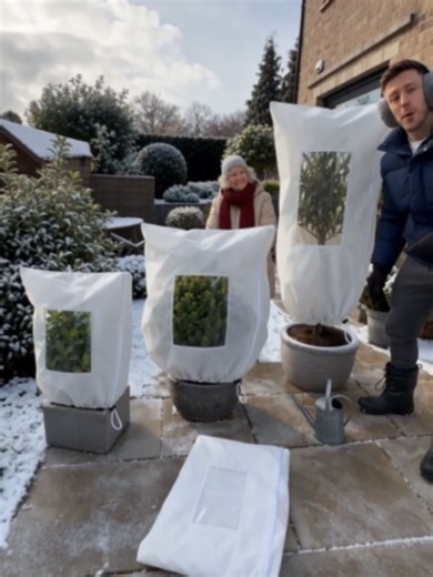 Winter is coming and my plants are finally ready for the frost 🌿❄️ #PlantFrostProtection #WinterPlantCare #FrostProtectionCover #UKGardening #GardenEssentials