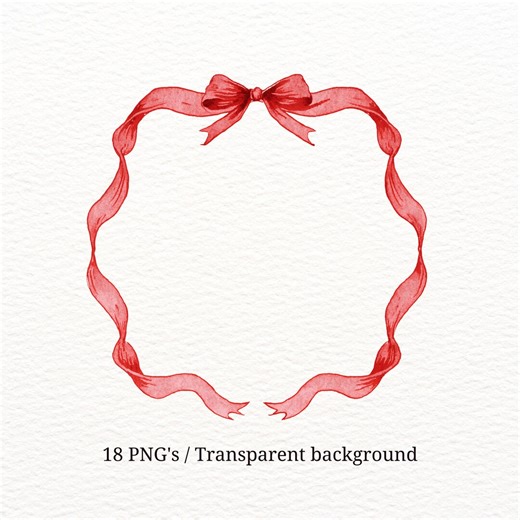 18 PNG Watercolor Ribbon Frame Clipart, Red Bow Border, Valentine Floral Frame Design - Etsy