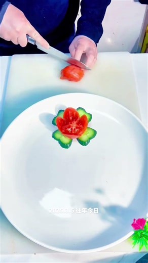 Tomato and cucumber perfect match vegetable art plating tutorial