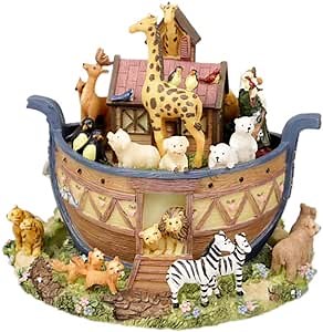 LOVE FOR YOU Gift Wrapped Music Box Noah's Ark Christian Bible Stories for Woman and Men Girls Kids Husband Mom Grandmother Home Decorations Christmas Birthday Presents Gifts