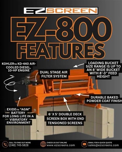 800 Features- #ezscreen #heavyequipment #constructionequipment #landscapingequipment