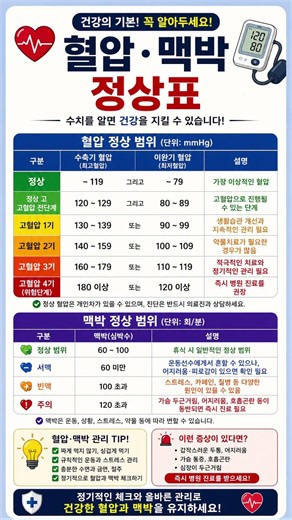 🥇 혈압·맥박 정상 수치, 이것만 기억하세요!