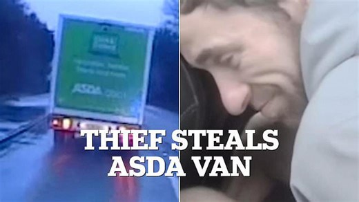 Moment thief leads police on chase in stolen Asda van