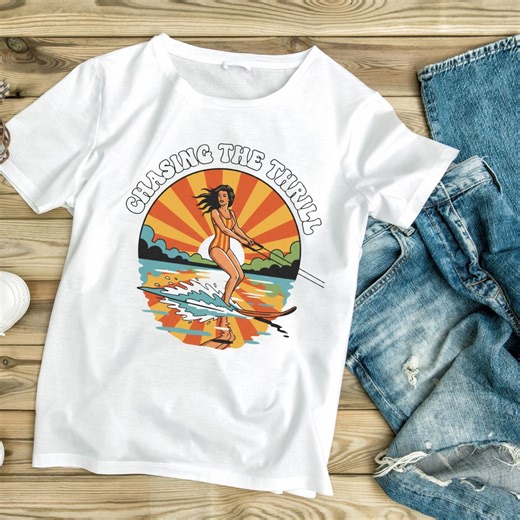 Retro Water Skiing PNG “chasing the Thrill” Vintage Summer Surf Art (digital Download) - Etsy