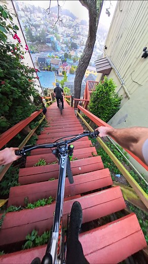 26K views · 3.5K reactions | Vertical stairs  felt like I was riding on top of @teddy.hayden going down this set of wooden stairs in San Fran  Insta360 X5 | alexridesmtb | Facebook