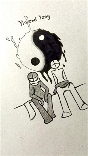 How to draw body with (ying and yang & super vision) 😯 #drawing