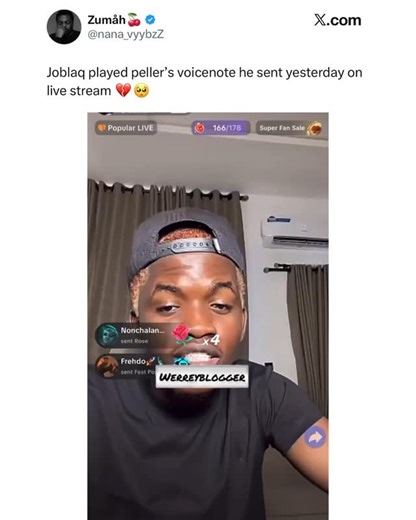Naija crazyblog on Instagram: "Joblaq played peller’s voicenote he sent yesterday on live stream"