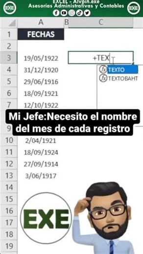 Aprende a obtener el nombre del mes de una fecha en #excel el