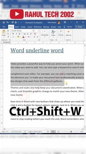 Ms Word Mai Word Underline Kese Kare #mstechtricks #viral