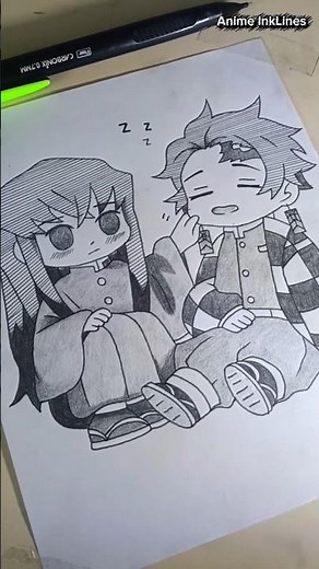 Drawing Muichiro x Tanjiro ! ✨😴 #demonslayer #anime #drawing #viral #shorts