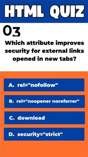 Which attribute improves security for external links opened in new tabs? #shorts