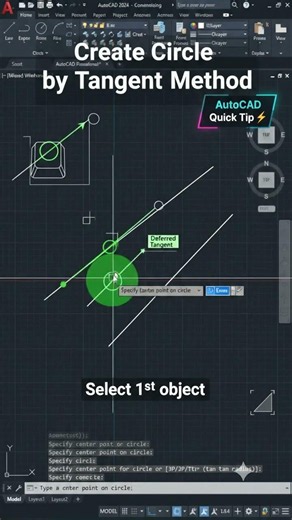 How to Draw Tangent Circle in AutoCAD ⚡ | TTR Method #Shorts