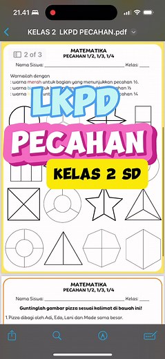 Contoh LKPD Pecahan untuk Kelas 2 SD