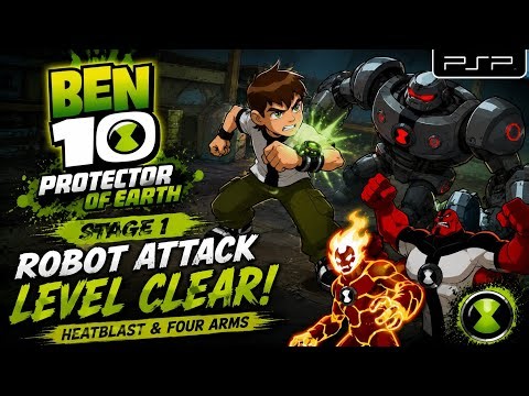 BEN 10 Protector of Earth PSP Gameplay ⚡ Giant Robot Boss Fight | Stage 1 Walkthrough