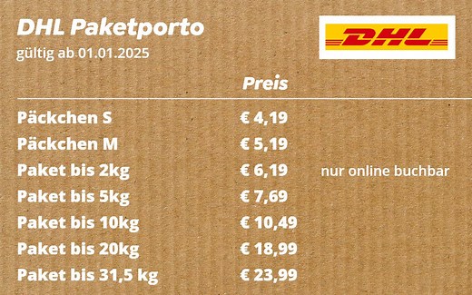 Portotabelle: Diese DHL-Preise gelten 2025