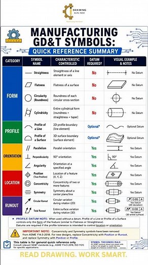 Manufacturing GD&T Symbols Explained | Complete ASME Y14.5-2018 Quick Reference Guide