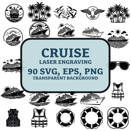 Cruise Vector Bundle, Nautical Clipart Set, Anchor Wave Ship Icons, Cruise Clipart Laser Engraving File SVG EPS PNG, Cruise Vacation Designs - Etsy