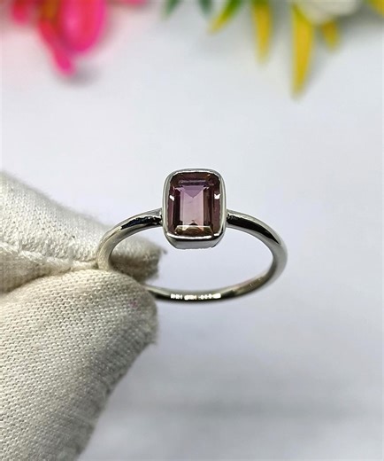 Gorgeous Pink Tourmaline Ring, Solid Sterling Silver Ring, Tourmaline Quartz Stone, Womens Ring, Pink Stone Ring, Gift Ring, Handmade Ring.