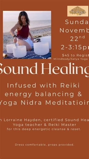 ⭐️We are so excited for this wonderful #soundhealing and #yoganidra workshop! Lorraine brings a calmness, peace, and grounding in each and every workshop. 🌟Sign-up now for an amazing experience! Dm or call 631-828-5996! . . #satya #satyayoga #melissaboydyoga #satyayogaandpilates #bowls #meditation #happy #instatribe #yoga | Satya Yoga and Pilates