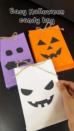 Super easy Halloween candy paper bag #diy #halloweencrafts #shorts