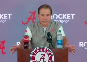 Baby crashes Nick Saban press conference, Nick Saban handles it in most Nick Saban way imaginable