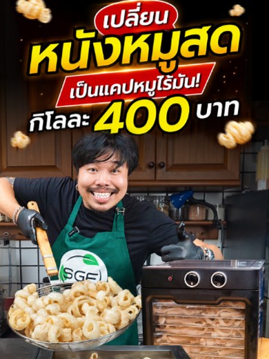 ตู้อบลมร้อน SGE ทำแคบหมูกรอบ จากหนังหมูสด 8 ถาด